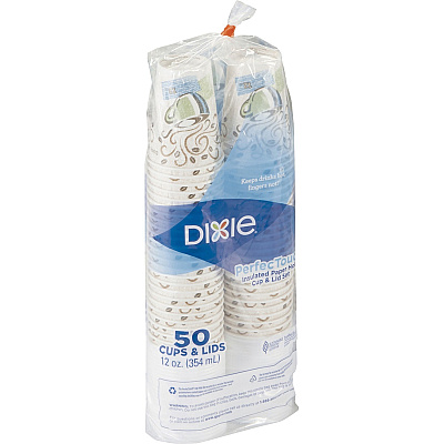 Dixie PerfecTouch 12 oz Hot Coffee Cup and Lid Sets by GP Pro (DXE5342COMBO6)