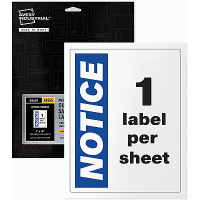 Avery NOTICE Header Self-Adhesive Outdoor Sign (AVE61555)