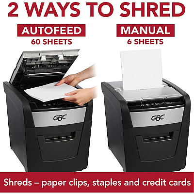 GBC AutoFeed+ Home Shredder, 60X, Super Cross-Cut, 60 Sheets (GBCWSM1757601)