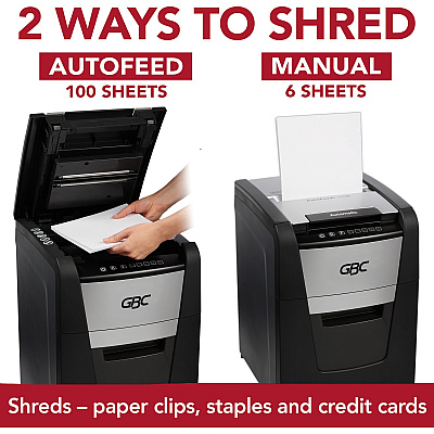 GBC AutoFeed+ Home Office Shredder, 100M, Micro-Cut, 100 Sheets (GBCWSM1757603)