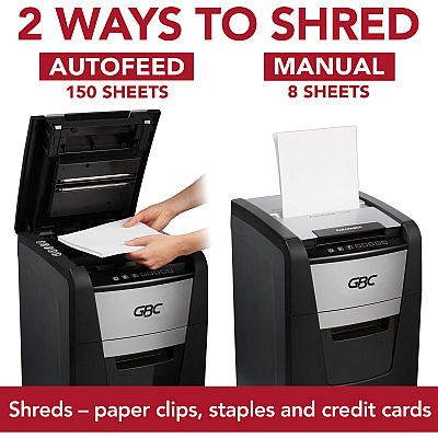 GBC AutoFeed+ Home Office Shredder, 150X, Super Cross-Cut, 150 Sheets (GBCWSM1757604)