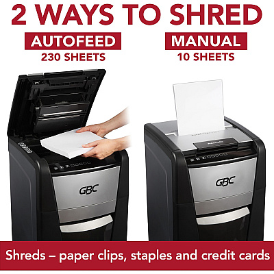 GBC AutoFeed+ Small Office Shredder, 230X, Super Cross-Cut, 230 Sheets (GBCWSM1757606)
