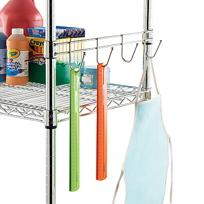 Alera Hook Bars For Wire Shelving, Four Hooks, 18" Deep, Silver, 2 Bars/Pack (ALESW59HB418SR)