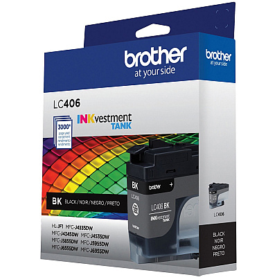 Brother INKvestment LC406BK Original Standard Yield Inkjet Ink Cartridge - Single Pack - Black - 1 Each (BRTLC406BKS)