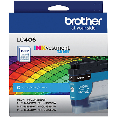 Brother INKvestment LC406C Original Standard Yield Inkjet Ink Cartridge - Single Pack - Cyan - 1 Each (BRTLC406CS)