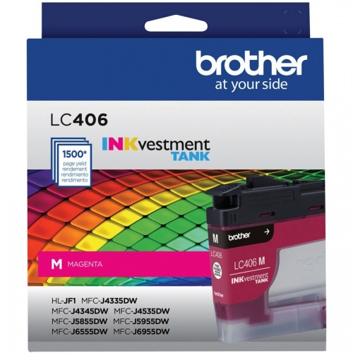 Brother INKvestment LC406M Original Standard Yield Inkjet Ink Cartridge - Single Pack - Magenta - 1 Each (LC406MS)
