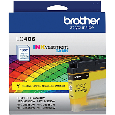 Brother INKvestment LC406Y Original Standard Yield Inkjet Ink Cartridge - Single Pack - Yellow - 1 Each (BRTLC406YS)