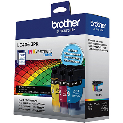 Brother INKvestment LC4063PK Original Standard Yield Inkjet Ink Cartridge - Cyan, Magenta, Yellow - 3 Pack (LC4063PKS)