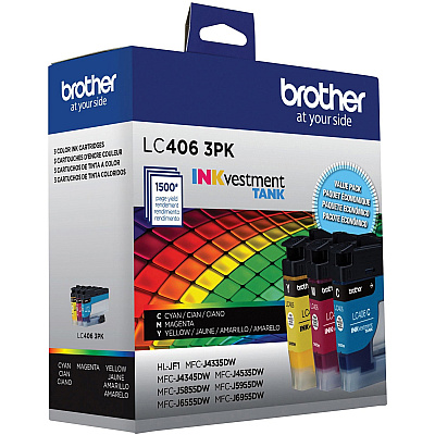 Brother INKvestment LC4063PK Original Standard Yield Inkjet Ink Cartridge - Cyan, Magenta, Yellow - 3 Pack (LC4063PKS)