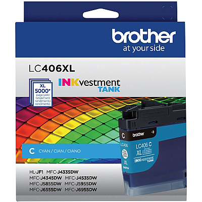 Brother INKvestment LC406XLC Original High Yield Inkjet Ink Cartridge - Single Pack - Cyan - 1 Each (BRTLC406XLCS)