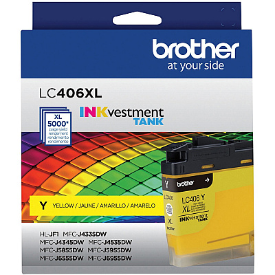 Brother INKvestment LC406XLY Original High Yield Inkjet Ink Cartridge - Single Pack - Yellow - 1 Each (BRTLC406XLYS)