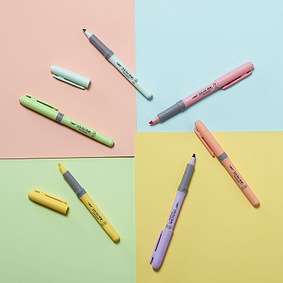BIC Brite Liner Grip Highlighters, Assorted, 12 Pack (BICGBLD11AST)