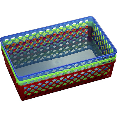 Officemate Achieva Large Supply Basket, Assorted Colors, 3/PK (OIC26208)