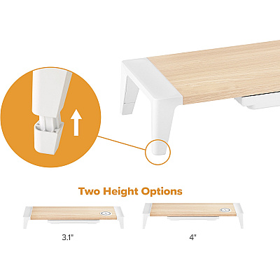 Bostitch Wireless Charging Wooden Monitor Stand (BOSSTND2408WH)