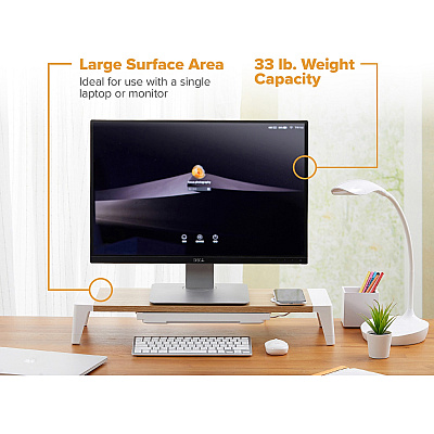 Bostitch Wireless Charging Wooden Monitor Stand (BOSSTND2408WH)