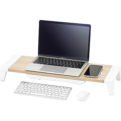 Bostitch Wireless Charging Wooden Monitor Stand (BOSSTND2408WH)