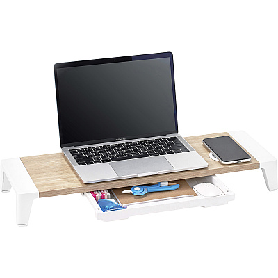 Bostitch Wireless Charging Wooden Monitor Stand (BOSSTND2408WH)