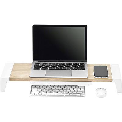 Bostitch Wireless Charging Wooden Monitor Stand (BOSSTND2408WH)