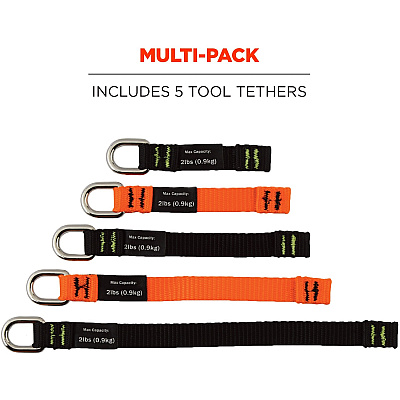 ergodyne 3700 Web Tool Tether Attachment - D-Ring Tool Tails - 2lbs (6-Pack) (19701)