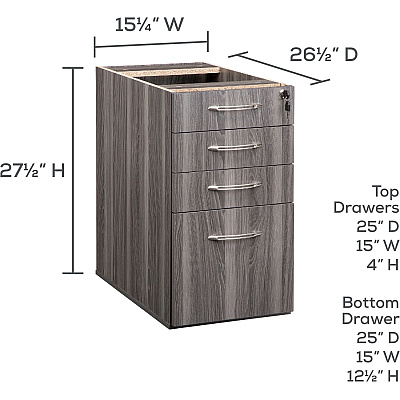 Safco Aberdeen Series Desk Pedestal, Pencil/Box/Box/File (APBBF26LGS)