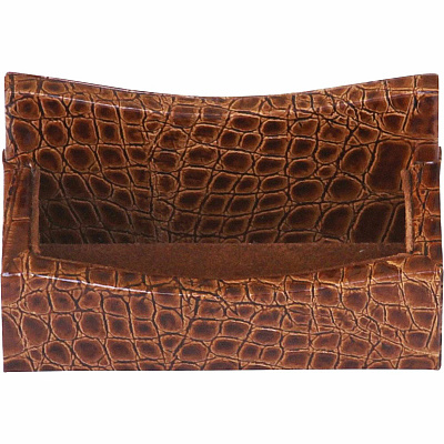 Protacini Cognac Brown Italian Patent Leather Business Card Holder (A6107)