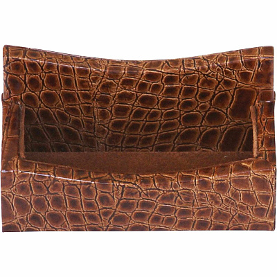 Protacini Cognac Brown Italian Patent Leather Business Card Holder (A6107)