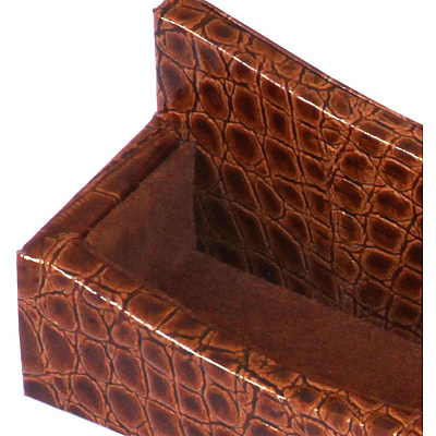 Protacini Cognac Brown Italian Patent Leather Business Card Holder (A6107)