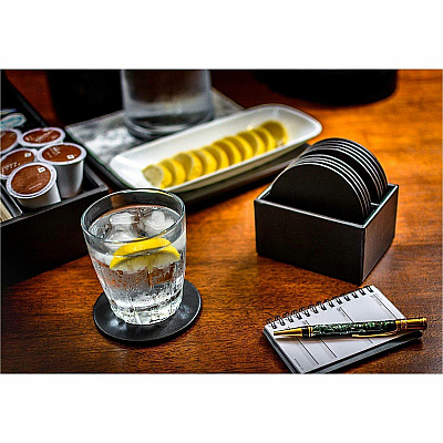 Dacasso Leather Round Coaster Set (A1035)