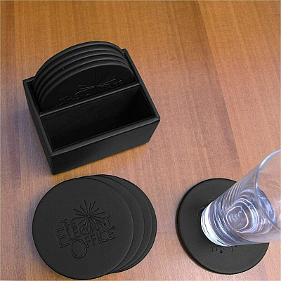 Dacasso Leather Round Coaster Set (A1035)