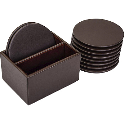 Dacasso Leather Round Coaster Set (A3435)