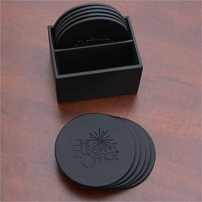 Dacasso Leatherette Round Coaster Set (A1335)
