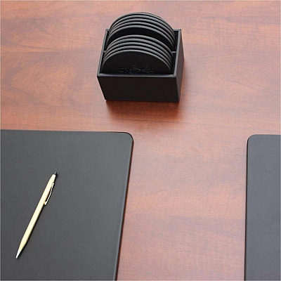 Dacasso Leatherette Round Coaster Set (A1335)