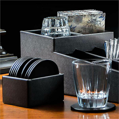 Dacasso Leatherette Round Coaster Set (A1335)