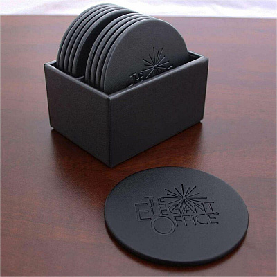 Dacasso Leatherette Round Coaster Set (A1335)