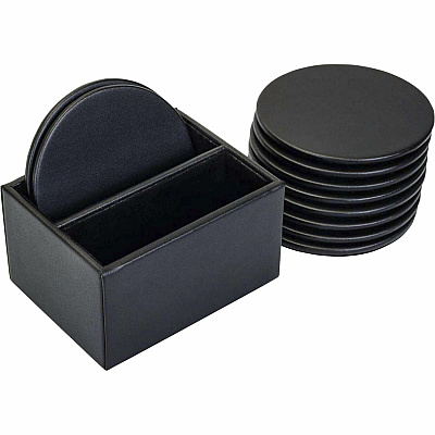 Dacasso Leatherette Round Coaster Set (A1335)