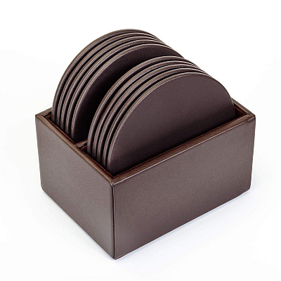 Dacasso Leatherette Round Coaster Set (A3335)