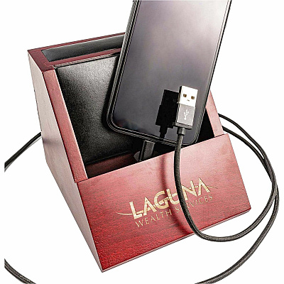 Dacasso Rosewood and Leather Desktop Cell Phone Holder (A8050)