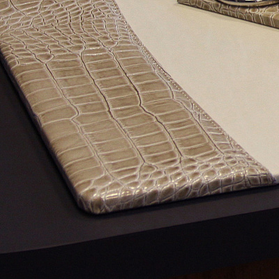 Protacini Breeze Beige Italian Patent Leather 34" x 20" Side-Rail Desk Pad (P6301)