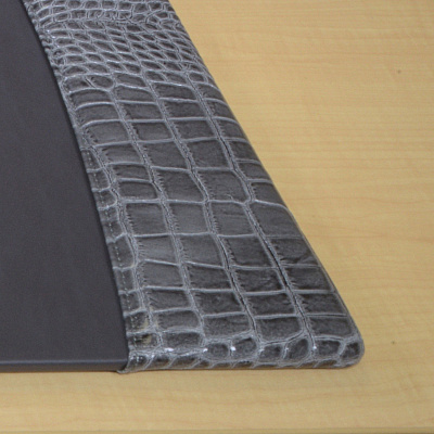 Protacini Castlerock Gray Italian Patent Leather 34" x 20" Side-Rail Desk Pad (P6201)