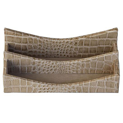 Protacini Breeze Beige Italian Patent Leather 7-Piece Desk Set (D6304)