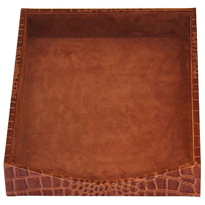 Protacini Cognac Brown Italian Patent Leather 7-Piece Desk Set (D6104)
