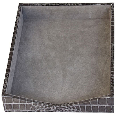 Protacini Castlerock Gray Italian Patent Leather 7-Piece Desk Set (D6204)