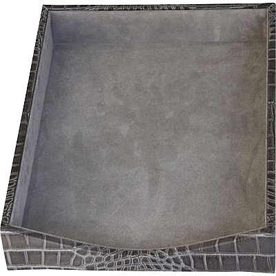 Protacini Castlerock Gray Italian Patent Leather 3-Piece Desk Set (D6237)