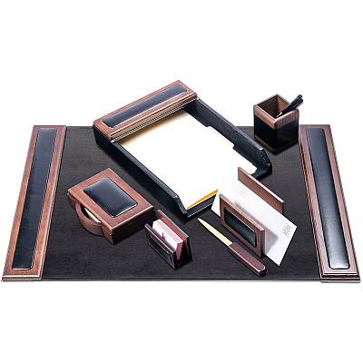 Dacasso Walnut & Leather Desk Set (D8407)