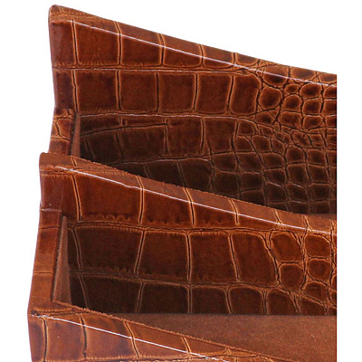 Protacini Cognac Brown Italian Patent Leather Letter Holder (A6108)