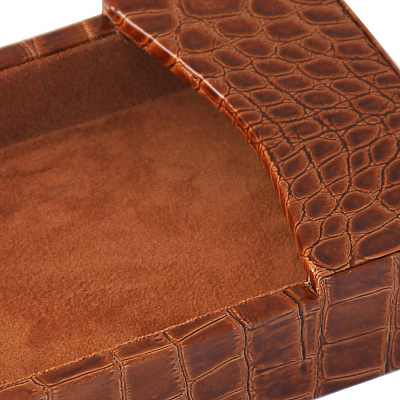 Protacini Cognac Brown Italian Patent Leather 4" x 6" Memo Holder (A6109)