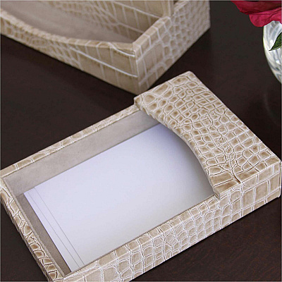 Protacini Breeze Beige Italian Patent Leather 4" x 6" Memo Holder (A6309)