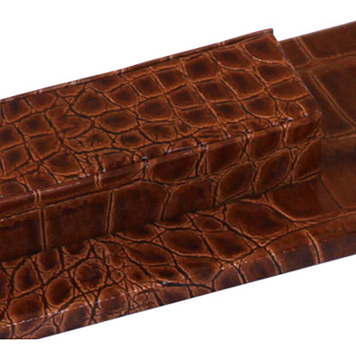 Protacini Cognac Brown Italian Patent Leather Library Set (A6119)