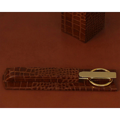 Protacini Cognac Brown Italian Patent Leather Library Set (A6127)