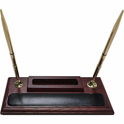 Dacasso Rosewood & Leather Pen Stand/Cell Phone Holder (A8012)